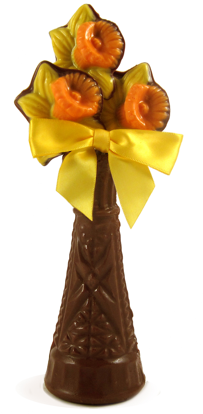 Edible Chocolate Vase with Hand Painted Chocolate Flowers